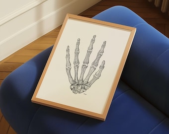 Hand Bones Human Anatomy Print | Medical Decoration Wall Decor | Student Gift | Graduation Gift Wall Art carpals metacarpals