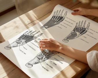Plantar Foot Anatomy Print | Hand-Drawn Wall Art For Podiatrists and Reflexology