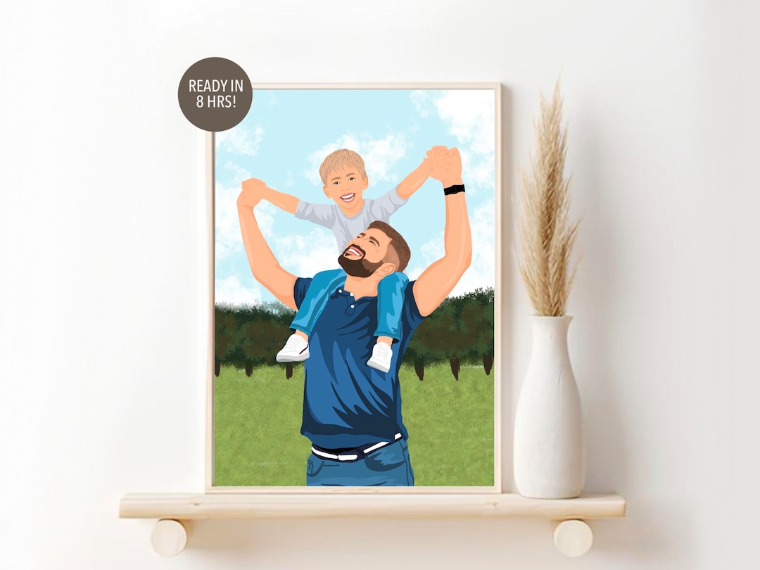 Fathers Day Portrait, Custom Portraits for Dad, Fathers Day Gift ...