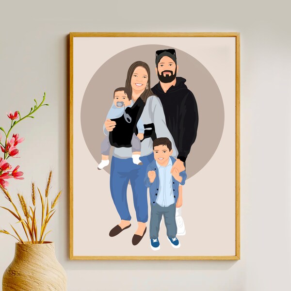 Custom Family Portrait, Cartoon Portrait, Faceless Portrait Print, Family Illustration, Portrait From Photo, Custom Illustration, Dad Gift