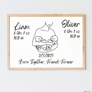 Twin Birth Stats Nursery Decor, The Day You Were Born, New Baby Gift, Personalized Print of New Baby Print Modern and Minimalistic,