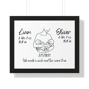 Twin Birth Stats Nursery Decor, The Day You Were Born, New Baby Gift, Personalized Print of New Baby Print Modern and Minimalistic,