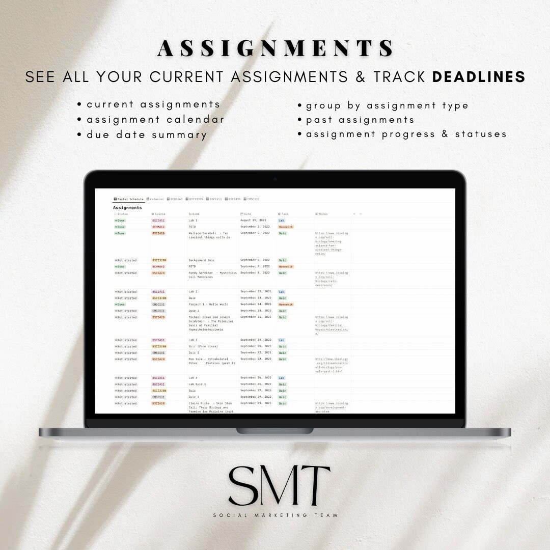 Notion Template Student Planner Academic Planner, School Planner for Notion Study Notion Planner