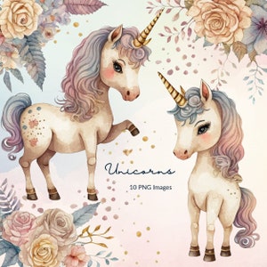 Watercolor Unicorn Clipart, Unicorn Clipart, Cute Unicorns, Watercolor Clipart, Cute Clipart, Fantasy Clip art, Commercial Use