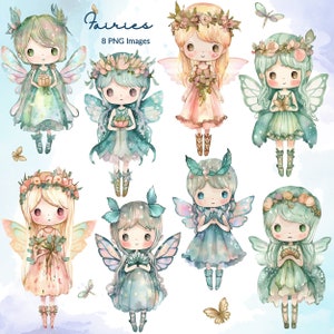 Watercolor Fairy Clipart, Cute Fairies Clipart, Watercolor Clipart ,Fairy Clipart, Little Fairy Clipart, Fairy PNG, Commercial Use