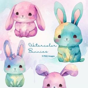 Aquarel konijntjes clipart, konijn clipart, schattige konijntjes, aquarel clipart, clipart aquarel, Pasen clipart, commercieel gebruik