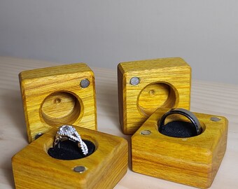 Handmade, exotic woods, natural color, ring box