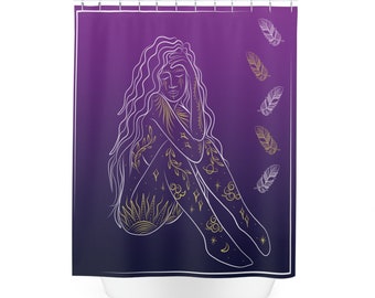 Boho Goddess Shower curtain | Invoke Divine Beauty: Sacred Silhouette, Celestial Vibes, and Ethereal Elegance for Your Bath Haven!"