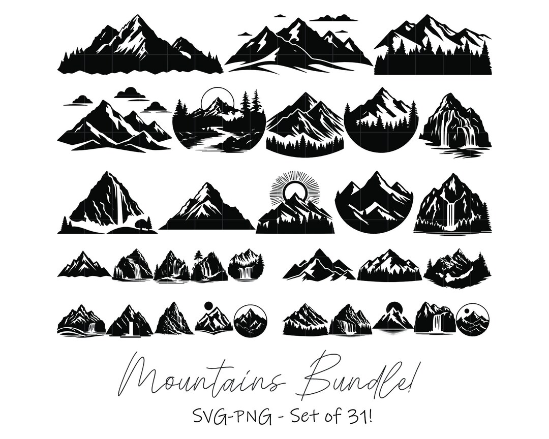 Mountains Svg Bundle, Hiking Svg, Nature Svg, Cut Files for Cricut