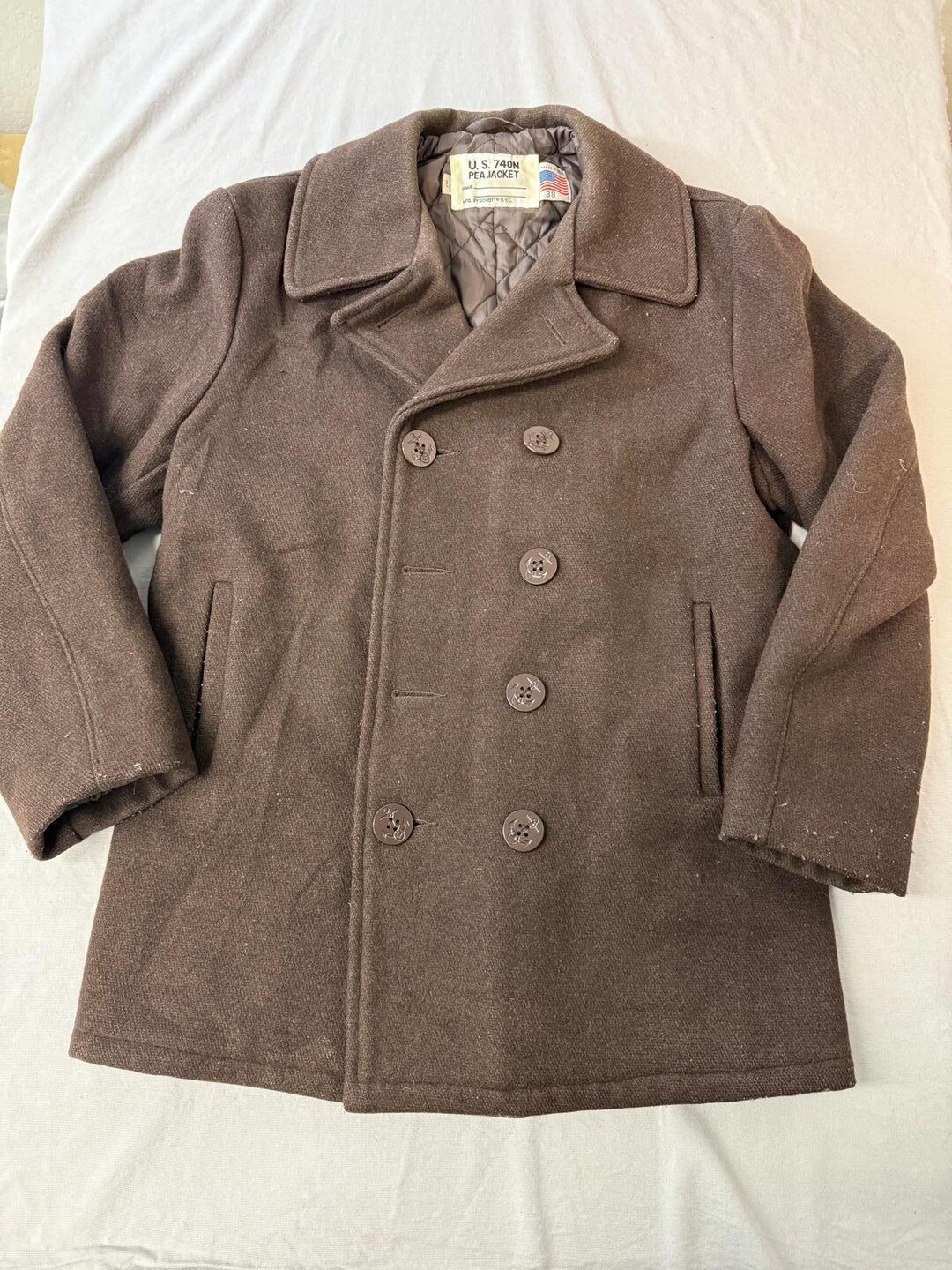 U.S. 740N Pea Jacket ベージュ 38 US 740N Pea Jacket MFG by Schott NYC Brown Pea Coat - 38 - Etsy