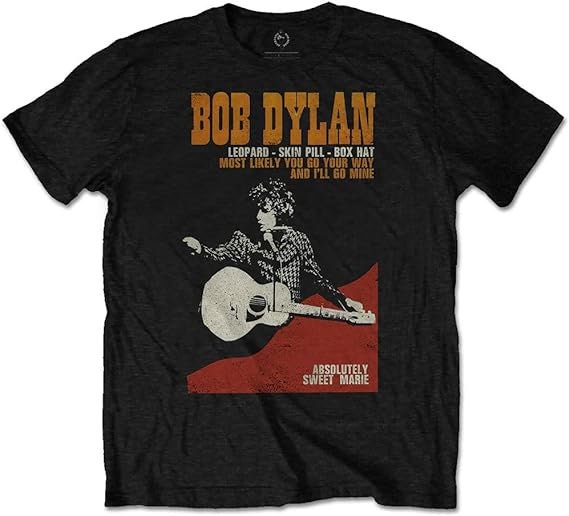 Bob Dylan Mens T-shirt- Sweet Marie Officially Licensed Logo Merch - Folk Boyfriend Tee