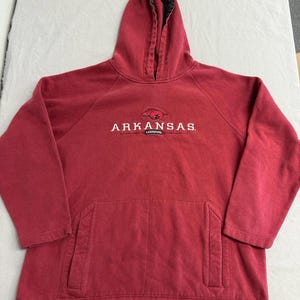 Vintage Arkansas Razorbacks 90s Hoodie - Faded Swetashirt- L