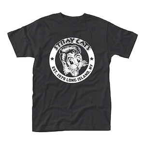 ストレイキャッツ メンズ Tシャツ - 公式ライセンス ロカビリー ブライアン セッツァー バンド グッズ - ボーイフレンド T シャツ