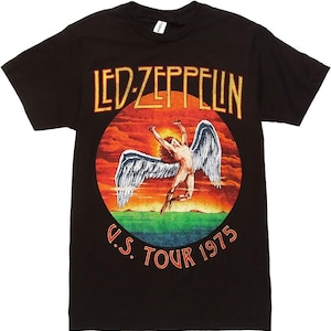Led Zeppelin Concert Tour 1975 Mens T-shirt- Officially Licensed Led Zeppelin Swan Song Icarus Tour Merch - Boyfriend Tee