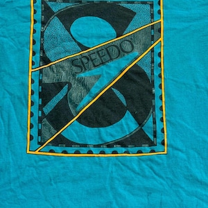 Vintage Speedo T-shirt Swimming 80s/90s Logo Blue Swim XL