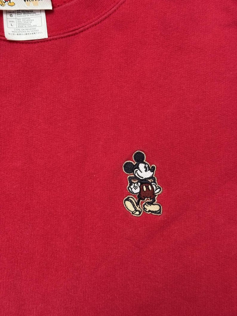 Felpa Disney Topolino ricamata, effetto sbiadito, 30 x 25 - L immagine 4