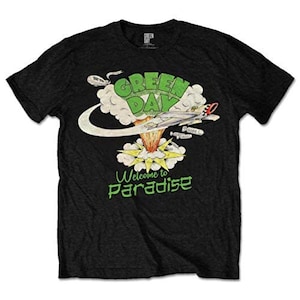 Green Day Mens T-shirt- Officially Licensed Welcome to Paradise / American idiot Grenade Merch - 80s Boyfriend Tee