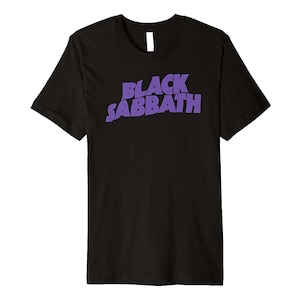 Black Sabbath Mens T-shirt- Officially Licensed Purple Text LogoMerch - 80s Boyfriend Tee