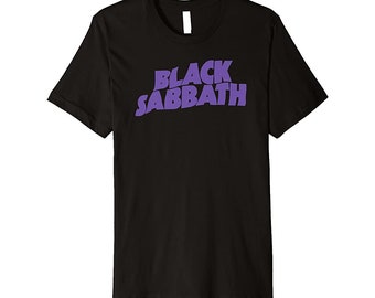 Camiseta Black Sabbath para hombre - Logo Merch con texto morado con licencia oficial - Camiseta de novio de los años 80