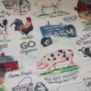 XXL Beeswax Wrap | 20&quot;x16&quot; | Bread Bag | Sour Dough | Washable Reusable | Plastic Alternative | &quot;Farm Fresh&quot; pattern