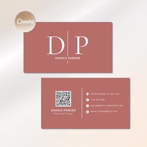 QR Code Business Card Modern Minimal Business Card Double Sided Business Card Template DIY Business Card Canva Business Card Template