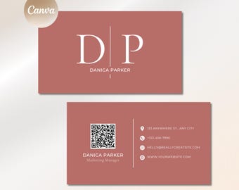 QR Code Business Card Modern Minimal Business Card Double Sided Business Card Template DIY Business Card Canva Business Card Template