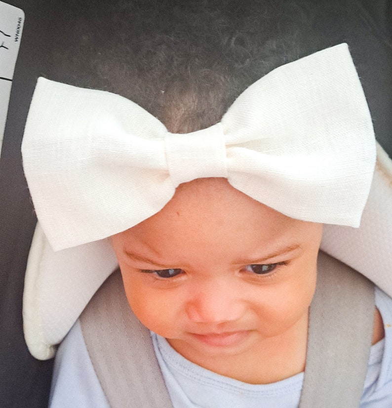 Pure Linen Big Bow, Girl Bow, Baby Bow, Bow Hair Clip Etsy