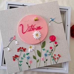 Personalized  Embroidery baby name Frame,  Frame for Nursery decor, A Timeless Keepsake