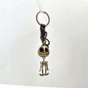 Halloween skeleton, Leather skeleton pendant, leather key chain, woven key chain, halloween skull pendant, creative skeleton pendant, gift