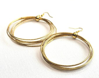 Gouden hoepel, gelaagde hoepel, zigeuneroorbel, gouden bengeloorbel, grote hoepel, cadeau voor haar, cadeau voor moeder