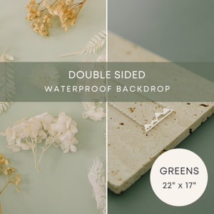 GREENS | Double-Sided Colorful Backdrop for Flat Lay Product Photography | Great for Commercial Jewelry, Food, Cosmetic Photography and more