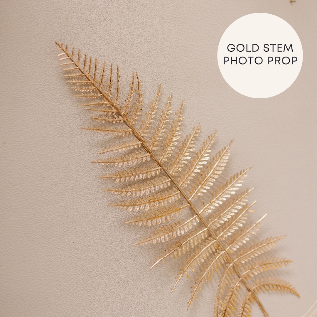 Set of 3 Gold Floral Stem Prop for Jewelry, Cosmetics and Seasonal