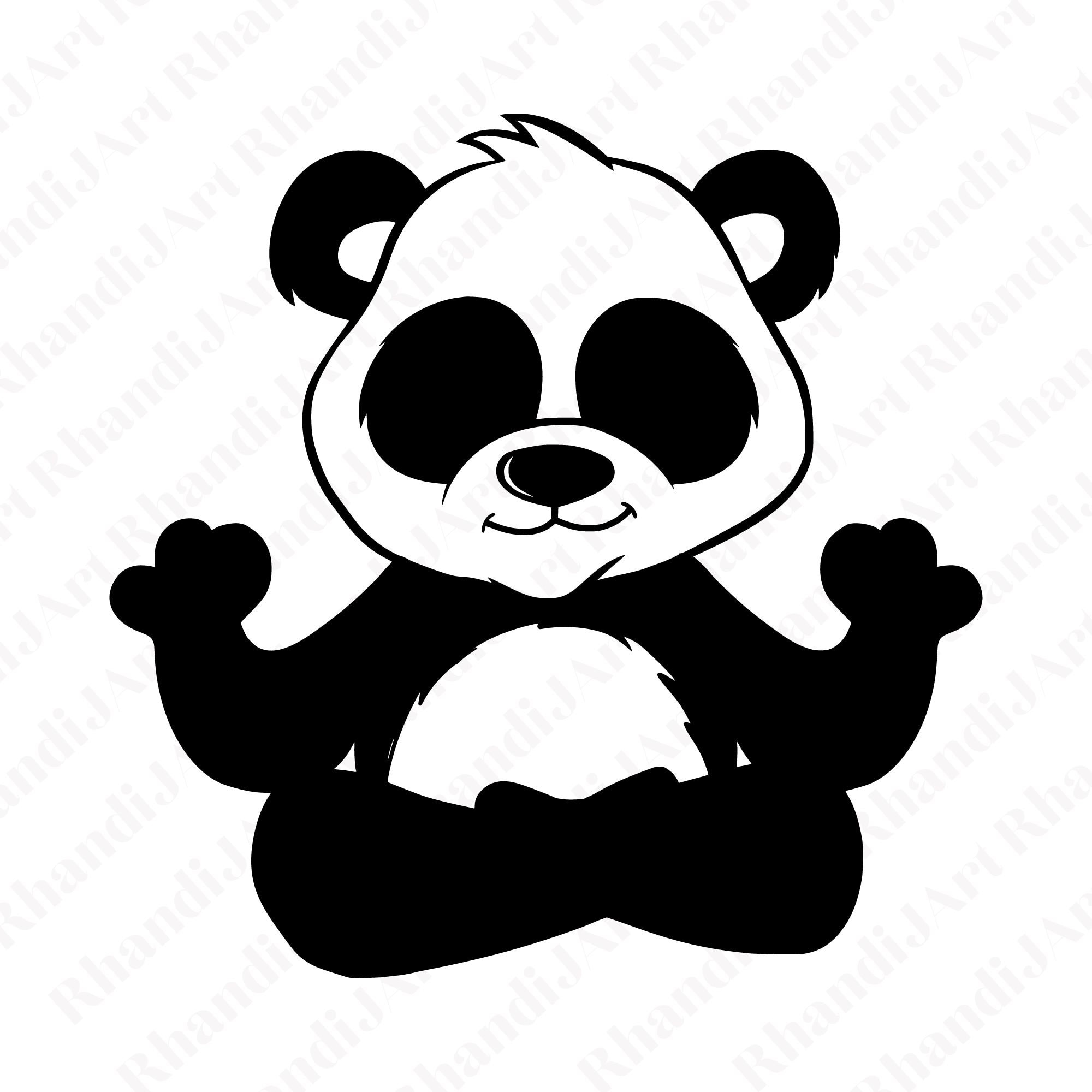 Premium Vector  Vector black and white template funny panda silhouette of  illustration for newborn and nursery design