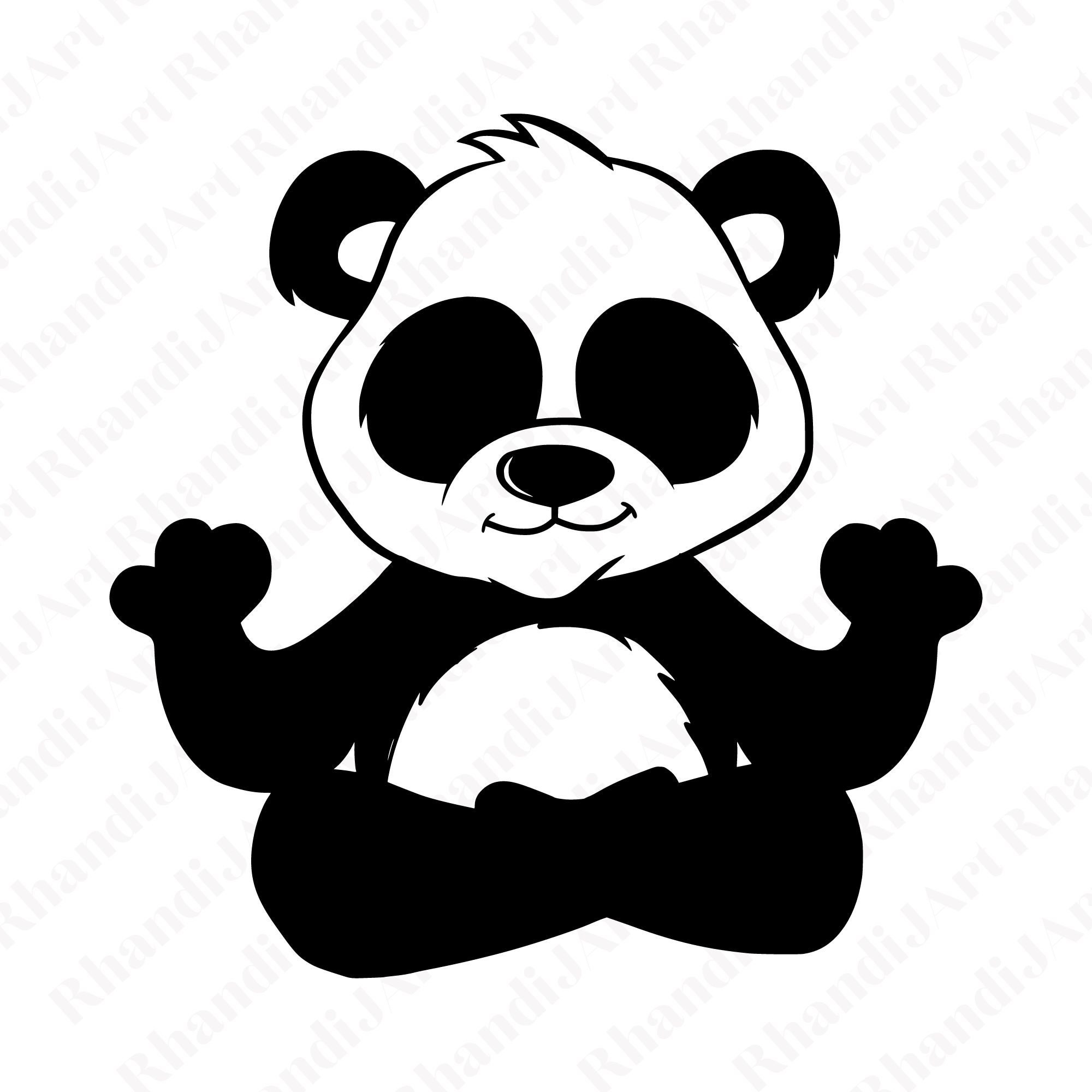 Premium Vector  Vector black and white template funny panda silhouette of  illustration for newborn and nursery design