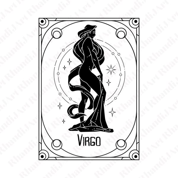 Virgo Tarot Card Svg, Mystical Svg, Witchy Svg, Dark Svg, Tarot Card Svg, Virgo Svg, Zodiac Svg, Dark Arts Svg, Witch Craft Svg, Star Signs