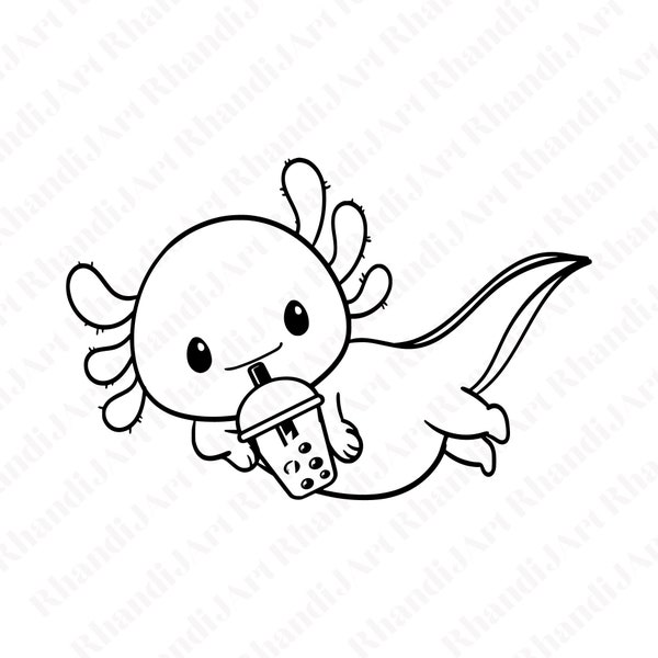 Axolotl Drinking Boba - Etsy
