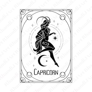 Steenbok Tarot Card Svg, mystieke Svg, Witchy Svg, donkere Svg, Tarot Card Svg, Zodiac Svg, Steenbok Svg, Dark Arts Svg, Witch Craft Svg