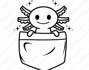 Pocket Axolotl , Axolotl , Fish Friend, Pocket Friend, Best Friend, Pocket Pal, Fishy, My Buddy, Cricut Svg, Hand Drawn, Cut File Svg