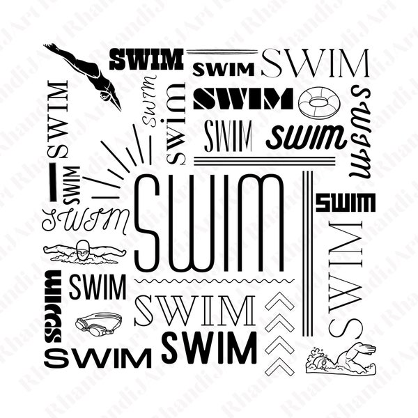 Swim Collage Svg, Swimming Svg, Anchor Svg, Freestyle Svg, Short Course Svg, Sprint Svg, Swim Bag Svg, Backstroke Svg, Cricut Svg, 7 Formats