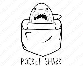 Original Pocket Shark, Shark Svg, Baby Shark, Shark Outline, Shark Clipart, Cute Shark, Shirt Designs, Cut Files, Cricut Svg, Svg Cut Files