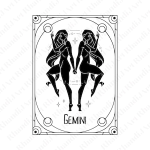 Gemini Tarot Card Svg, mystieke Svg, Witchy Svg, Dark Svg, Tarot Card Svg, Zodiac Svg, Gemini Svg, Dark Arts Svg, Witch Craft Svg, Star Sign