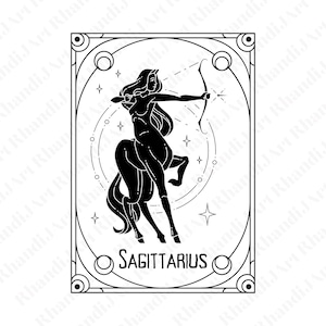 Boogschutter Tarot Card Svg, mystieke Svg, Witchy Svg, Dark Svg, Zodiac Svg, Boogschutter Svg, Tarot Card Svg, Dark Arts Svg, Witch Craft Svg