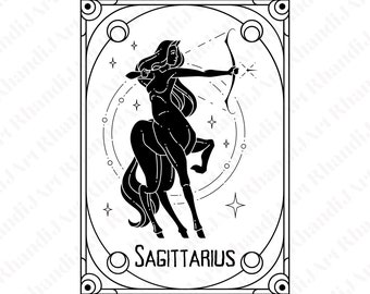 Sagittarius Tarot Card Svg, Zodiac Sign, Witchcraft Design (Digital Download)