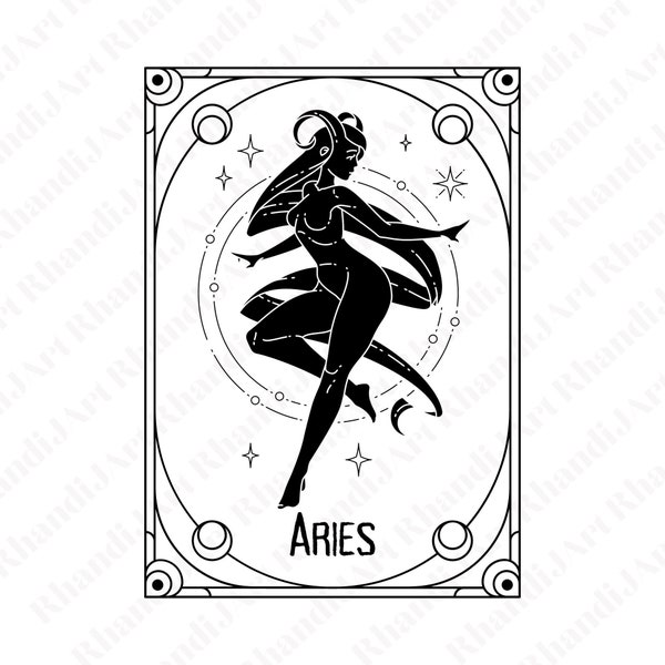Aries Tarot Card Svg, Mystical Svg, Witchy Svg, Dark Svg, Tarot Card Svg, Zodiac Svg, Aries Svg, Dark Arts Svg, Witch Craft Svg, Star Signs