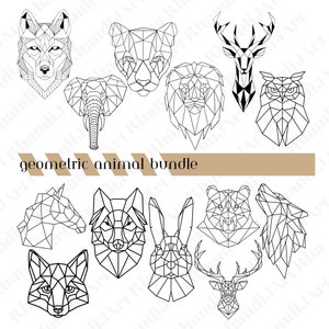 Geometric Animals 13 Pack Bundle, Safari Animals Svg, Wild Animals Svg, Animal Svg Bundle, Cricut Svg, Png, Pdf, Jpg, Eps, Ai, Dxf Formats