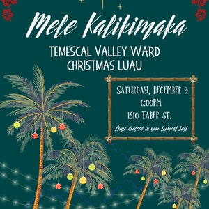 Christmas in Hawaii Party Invitation or Poster, Christmas Luau, Island Party - editable - Canva Pro needed