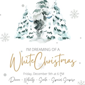 Sogno un Natale bianco, modello di invito alla festa di Natale, modificabile - Richiede Canva Pro