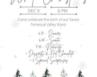 Convite e pôster "Estou sonhando com um Natal Branco", festa de Natal, Natal Branco - editável - Requer Canva Pro