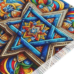 Women&#39;s Jewish Star Shawl | Lightweight Wrap & Scarf for Women | Designer Fashion Scarf