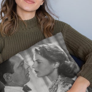 Humphrey Bogart & Ingrid Bergman Pillow | Classic Movie Gift | Old Hollywood Decor | Silver Screen Stars Pillow